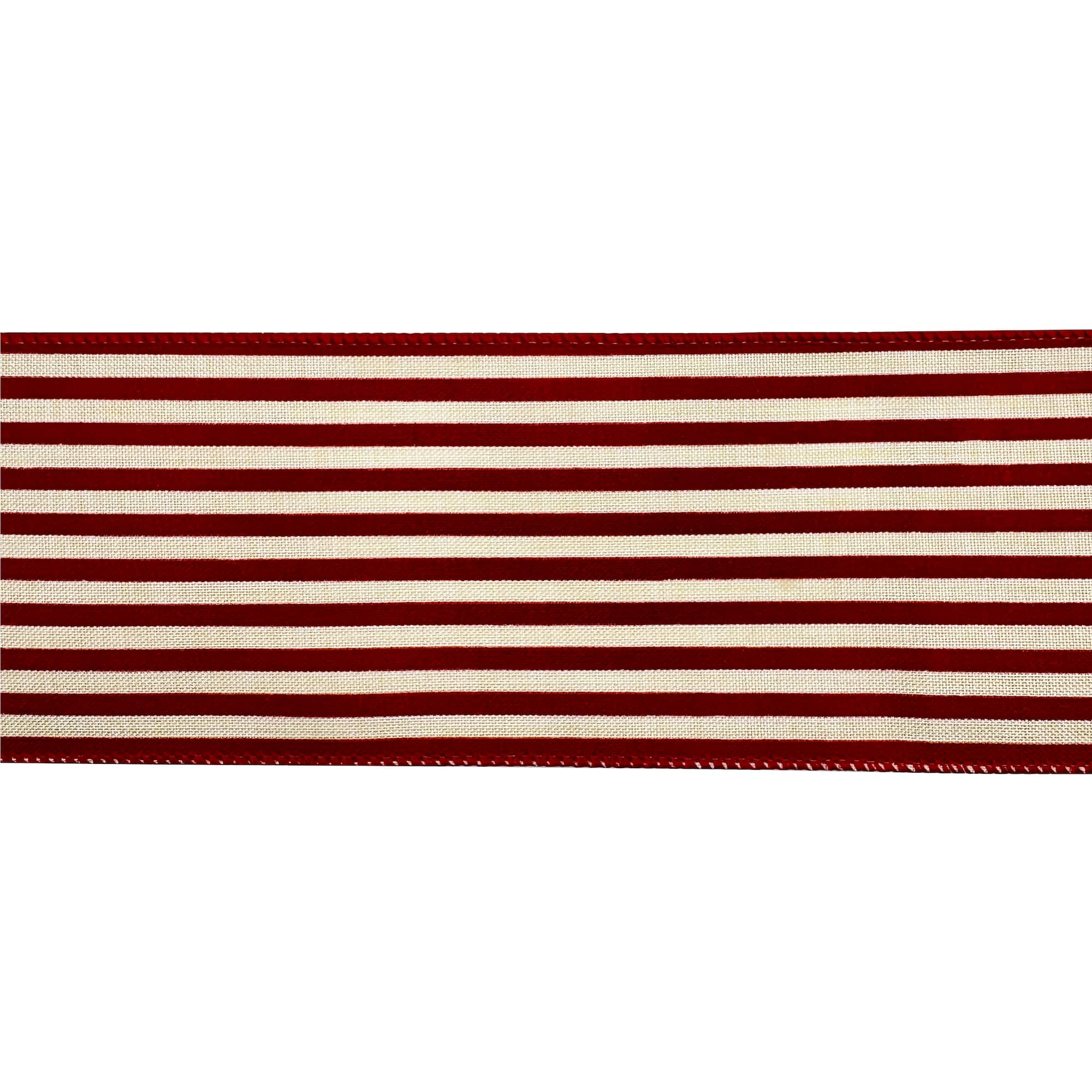 3.5" x 25ft. Red Ticking Wired Ribbon by Celebrate It®